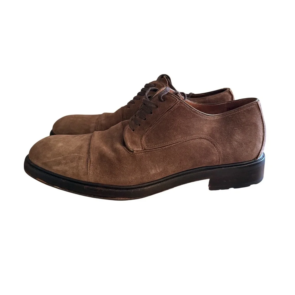 John Varvatos USA Suede Cap Toe Oxford Shoes Men‎ 12 Brown Lace Up Italy Wingtip